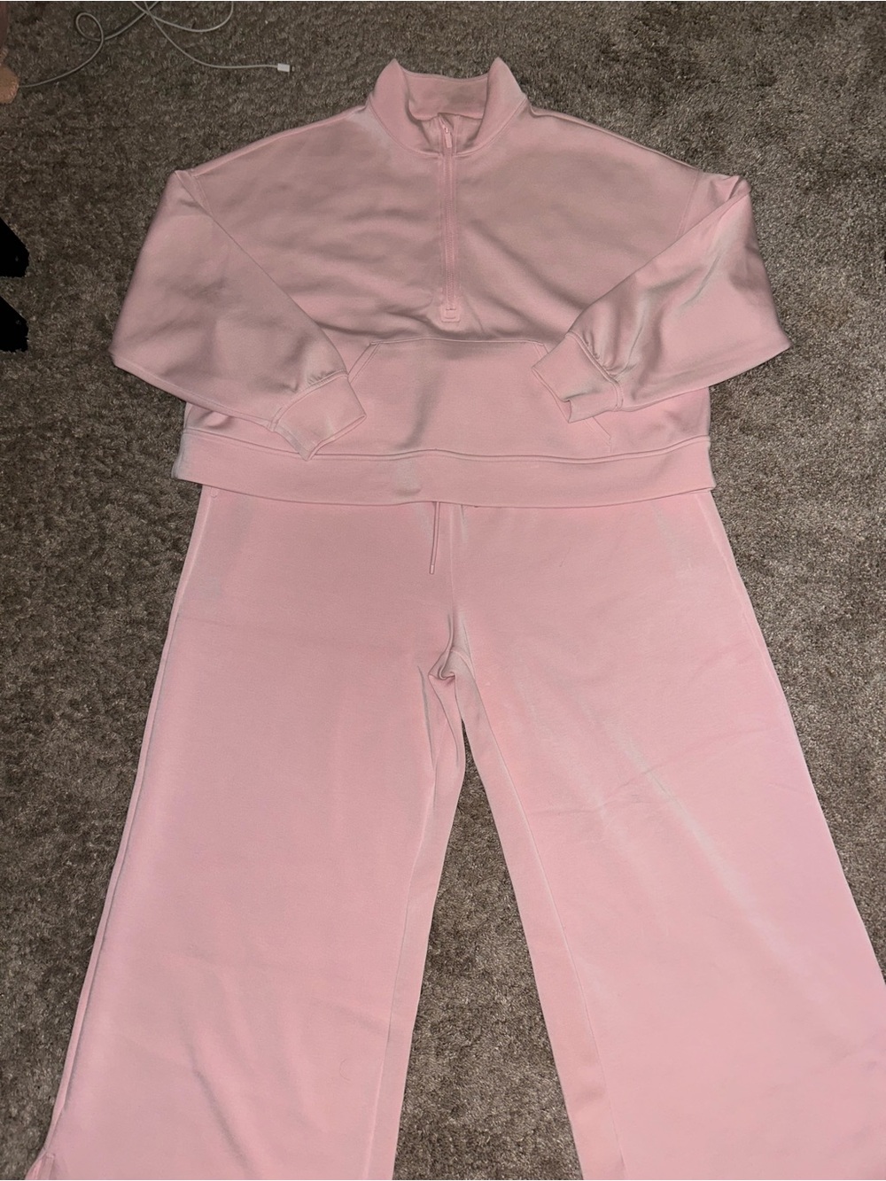 all in motion Soft Pink Wide-Leg Sweatpants & Half-Zip Pullover Set
